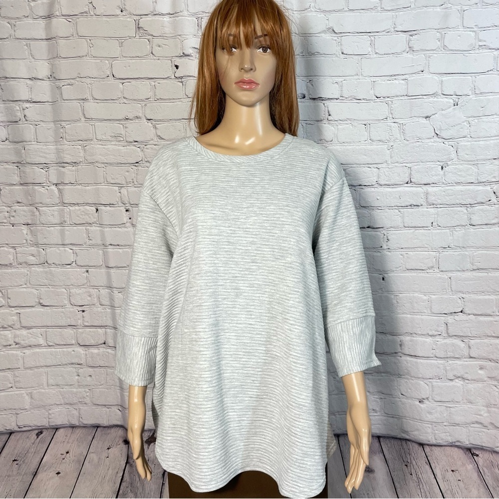 NWT New Jane and Delancey Grey Ribbed Sweatshirt Size 1X